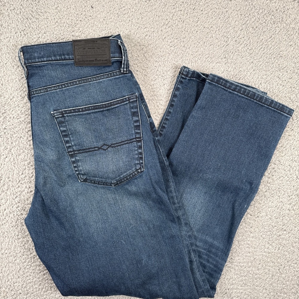 Lucky Brand 410 Athletic Straight Jeans Mens 34x32‎ (fit 34x30) Blue Stretch